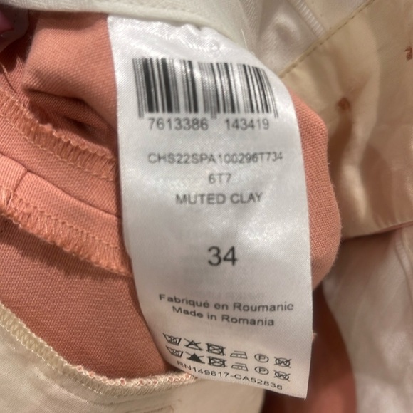 NWT Seeby Chloe Women's Muted Clay Cotton Wide Leg Pleated Trouser Pant Size 34 - Picture 3 of 9